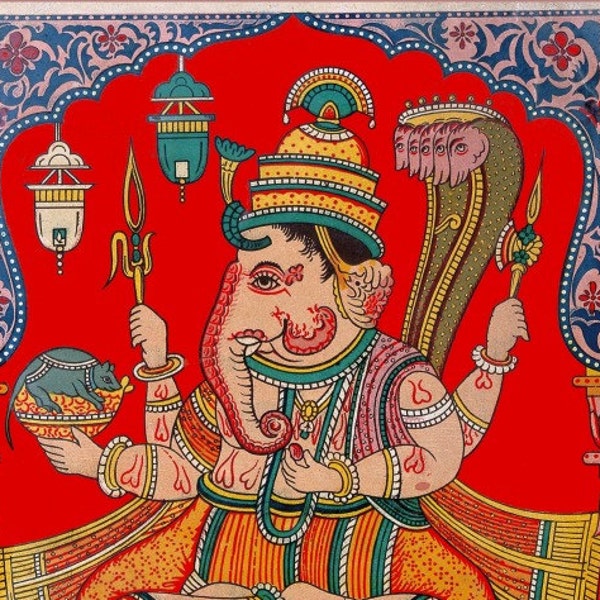 antique hindu religion illustration Ganesh DIGITAL DOWNLOAD