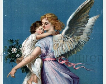 guardian angel protecting a child catholic illustration angel of peace DIGITAL DOWNLOAD