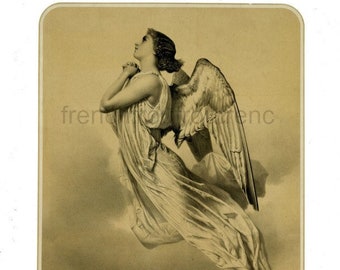 antique french victorian angel crying tear of repentance illustration digital download