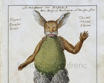 antique magician and demons illustration rabbit as a demon DIGITAL DOWNLOAD