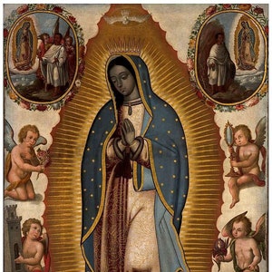 virgem de guadalupe ilustração católica antiga madonna e criança download digital
