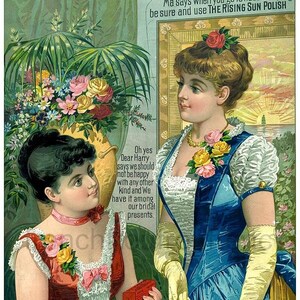 antique victorian fashion illustration advertisement stove polish digital download