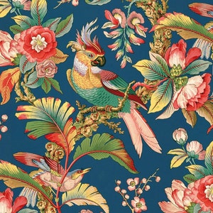 antique french chinoiserie wallpaper tropical birds peony illustration digital download