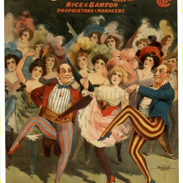 antique victorian burlesque show poster french cancan chorus girls dancer digital download