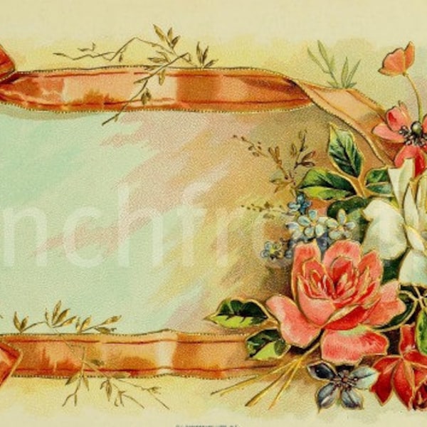 antique victorian pink roses cigar box label illustration digital download