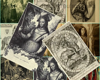 antique saint joan of arc collage sheet DIGITAL DOWNLOAD