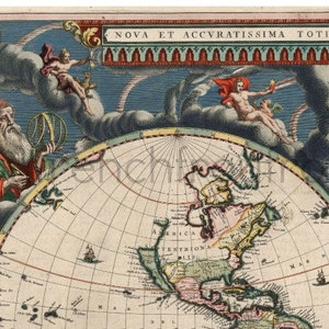Antique Latin Map Illustrated and Colored Dated 1664 DIGITAL - Etsy