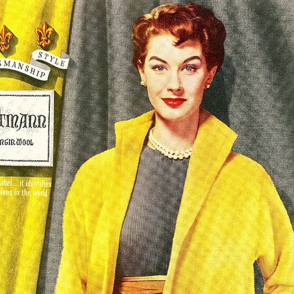 vintage designer 1954 advertisement yellow coat forstmann