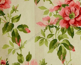 antique french art deco wallpaper roses illustration  digital download