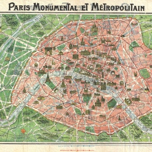 antike Karte von Paris Illustration DIGITAL DOWNLOAD