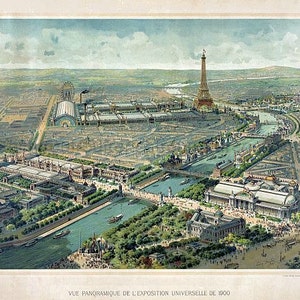 antieke Franse Victoriaanse birdseye bekijken Paris eiffel tower illustratie digitale downloaden