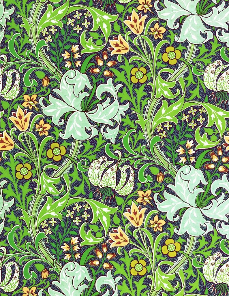 Antique French Botanical Wallpaper Fleur De Lys Lilies Flowers - Etsy