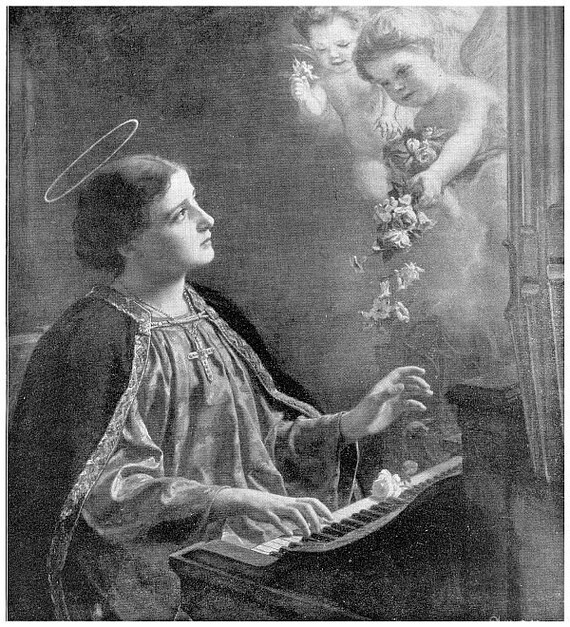 antique catholic religion saint cecilia illustration digital Etsy