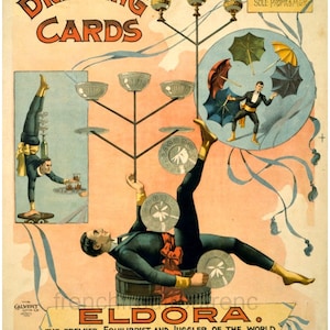 antique victorian circus act poster equilibrist juggler illustration DIGITAL DOWNLOAD