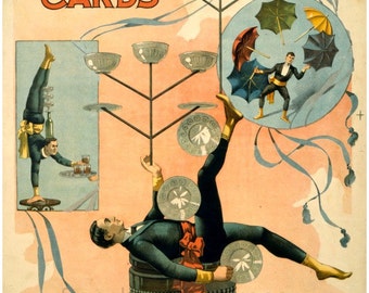 antique victorian circus act poster equilibrist juggler illustration DIGITAL DOWNLOAD