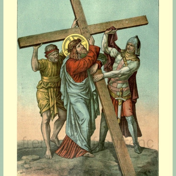 antique victorian catholic religion stations of the cross station two DIGITAL DOWNLOAD