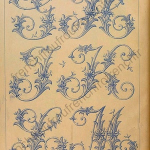 antique french victorian alphabet letters embroidery pattern illustration