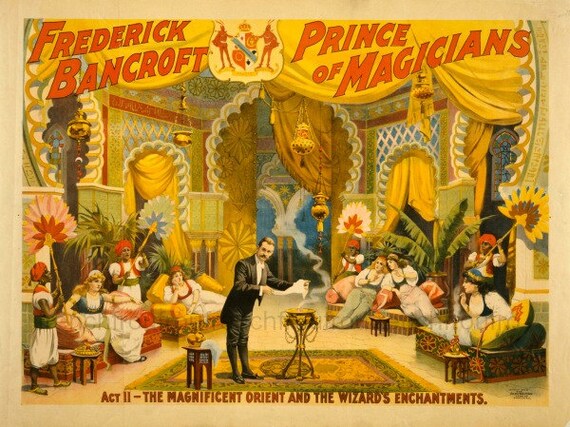 antique victorian magician theatrical poster bancroft prince of magicians DIGITAL DOWNLOAD