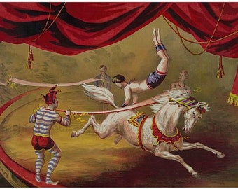 antique victorian equestrian show circus art poster digital download the banner act