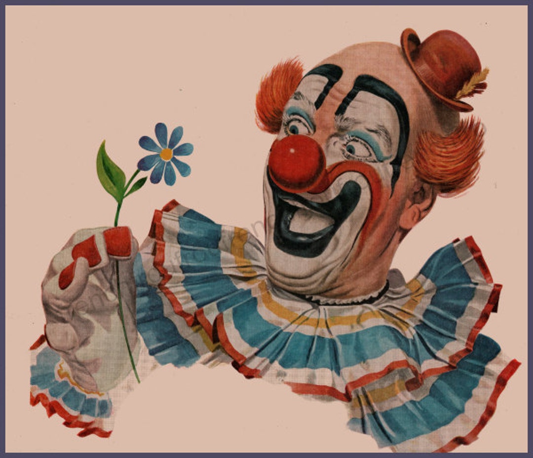 Vintage Happy Clown Illustration INSTANT DIGITAL DOWNLOAD - Etsy