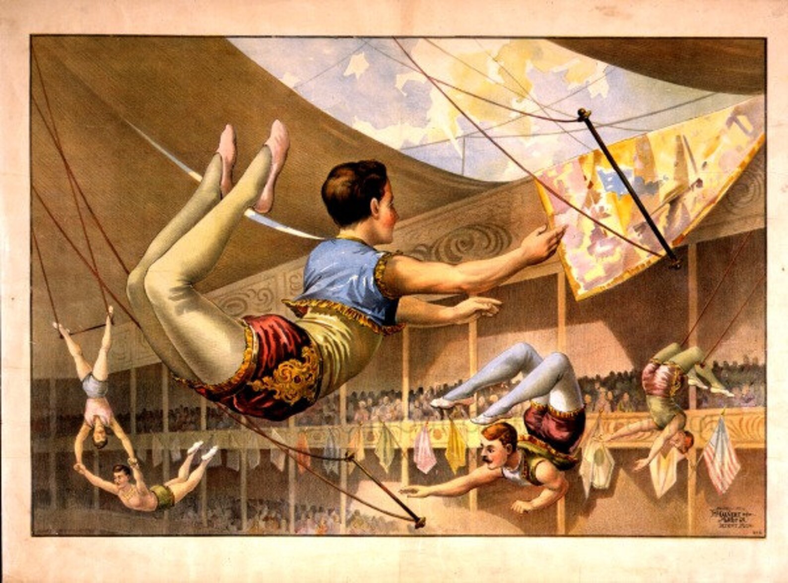 Aerialist trapezist acrobat circus poster illustration digital | Etsy