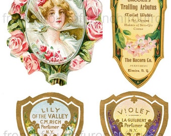 antique victorian perfume labels illustration digital print