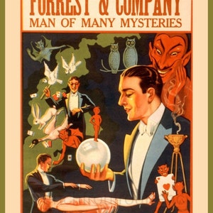 antique magicien victorien affiche diseur de bonne aventure lévitation démons illustration DIGITAL DOWNLOAD