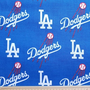 18x29&quot; (XL Fat Quarter), 18x58&quot; (1/2 Yard) Los Angeles LA Dodgers 100% Cotton Blue MLB Licensed Fabric by the Yard