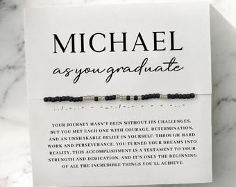 Graduation Gift For Her Him Custom Morse Code Bracelet Personalized Gifts For Graduate High School College University Class 2025 Daughter