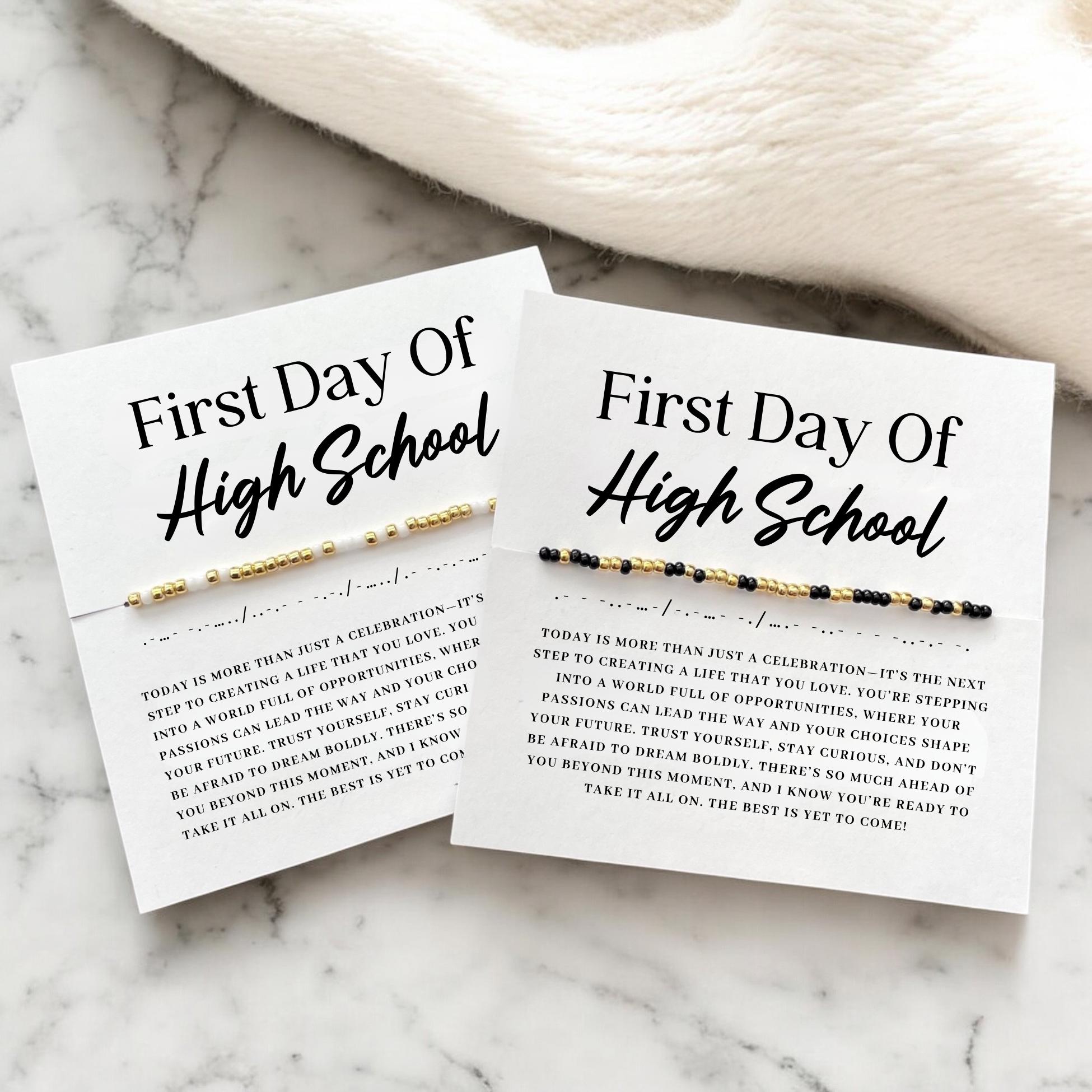 First Day Of High School Gift For Her Him Custom Morse Code Bracelet Personalized Gifts For Freshman Daughter Niece Son Granddaughter