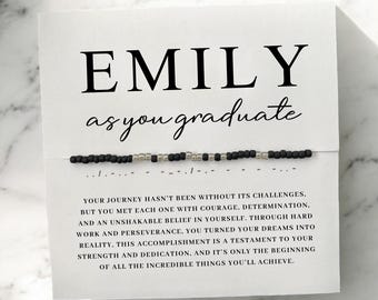 Graduation Gift For Her Him Custom Morse Code Bracelet Personalized Gifts For Graduate High School College University Class 2025 Daughter