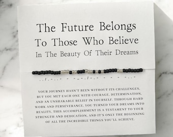 Graduation Gift For Her Him Custom Morse Code Bracelet Personalized Gifts High School College University Class 2025 Daughter Son Niece