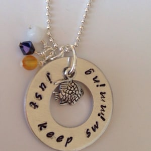 Nemo inspired &quot; just keep swimming&quot; necklace