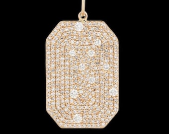 Diamond Dog Tag Pendant, Handmade 925 Sterling Silver Charm
