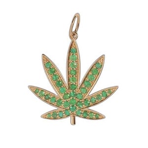 Designer Leaf Emerald 925 Sterling Silver Charm Pendant,Handmade Pendant Jewelry,Gift