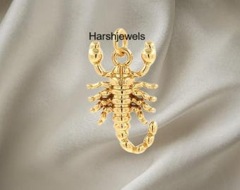 14Kゴールドの大きなサソリペンダントネックレス：蠍座の星座チャーム