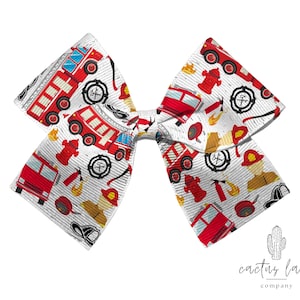 Fire Truck Bow, Fire Truck Headband, Fire Truck Hair Bow, Fire Truck Hair Clip, Cheer Bow, Fire Truck Clip, Fireman Bow, Fireman Headband