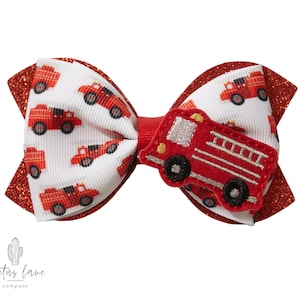 Fire Truck Hair Bow, Fire Truck Bow, Fire Truck Headband, Fire Truck Hair Clip, Fire Truck Clip, Fireman Hair Bow, Fireman Headband