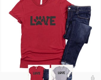 Love Paw Print T-Shirt: Animal Lover Gift