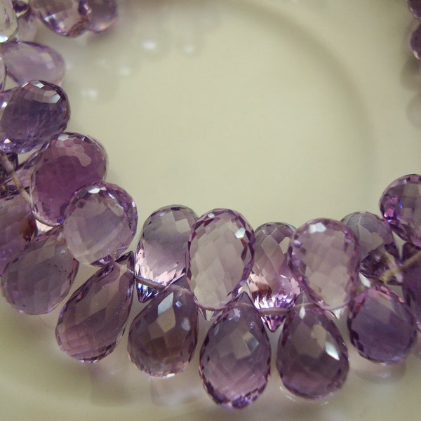 Finest Pink Amethyst  Faceted Teardrop Briolettes 10 Piece Set