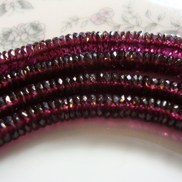 Exquisite Rubiltie Garnet Heishi Rondelles 2 Inch 35 to 37 Pcs