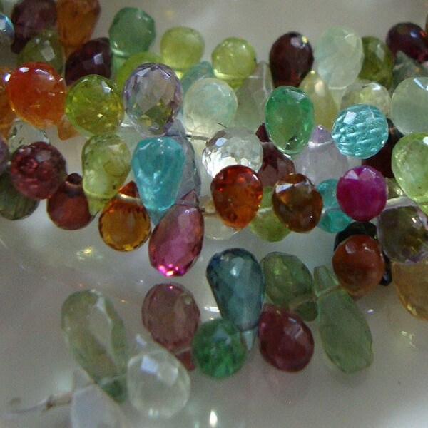 Gorgeous Semiprecious Stones Baby Drop Briolettes  1/2 Strand