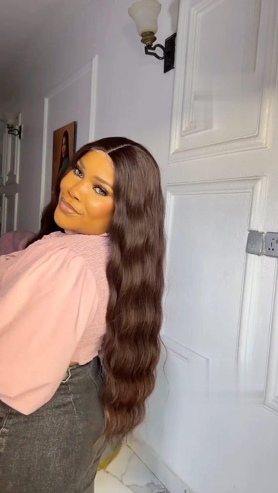- Human hair blend brown middle long wig Amazon.com : beautkol U Part Human Hair Wig Body Wave  main image 3