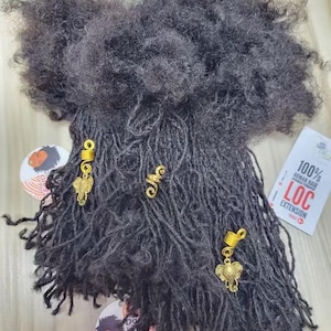 Mini Loc Extensions 0.2–0.3 cm – 100% Brazilian Raw Remy Human Hair, Afro Kinky Small Dreadlock Extensions, Handmade Locs 8” and 10”