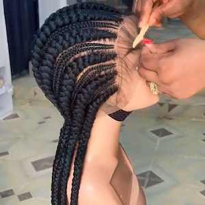 22&quot; Cornrow Braided Full Lace Gluless with Baby Hair Protective Style for Black Women