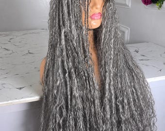 30” Full Lace Bohemian Box Braid Wig – 100% Human Hair | Handmade Custom Wig | Glueless | Custom Colors Available