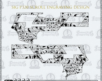 Sig P320 Scroll Design SVG, Laser Engraving File (Digital Download)