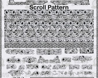 Scroll design for laser engraving and printing SVG. Custom slide pattern SVG.