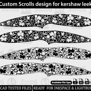 Kershaw Leek Knife Scroll Design SVG: Laser Engraving File.