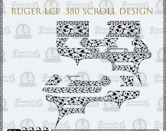 Ruger LCP .380  Pistol Scroll Design SVG, Laser Engraving File